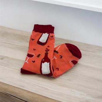 Socken Rot mit Wein-Thema