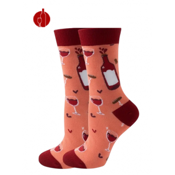 Socken Rot mit Wein-Thema