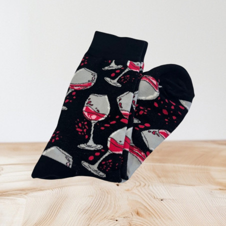 Socken mit Wein-Thema, Schwarz