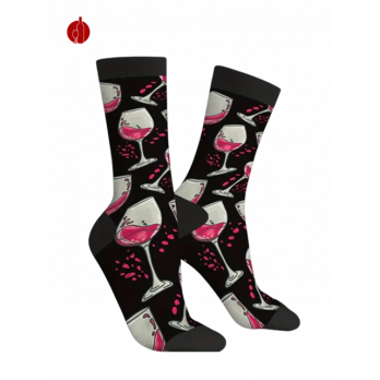 Socken mit Wein-Thema, Schwarz
