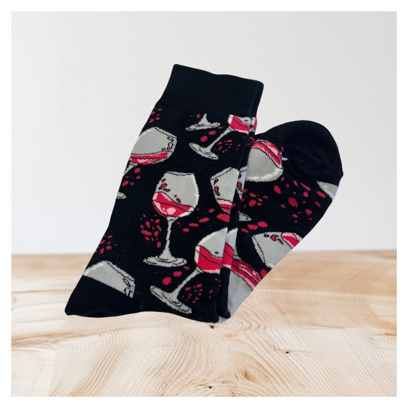 Socken mit Wein-Thema, Schwarz