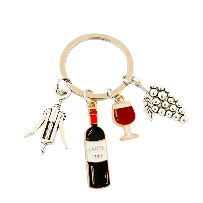 Schlüsselanhänger mit Wein-Accessoires