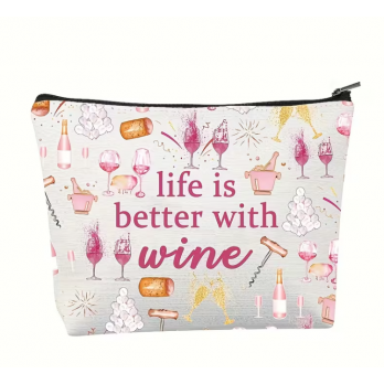 Make-Up-Tasche mit Wein-Thema