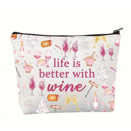 Make-Up-Tasche mit Wein-Thema
