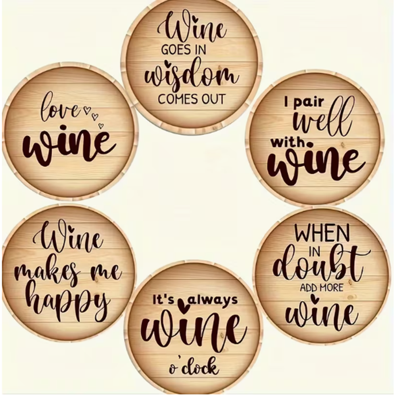 Holzuntersetzer mit Wein-Zitaten