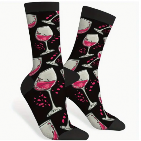 Socken mit Wein-Thema, Schwarz