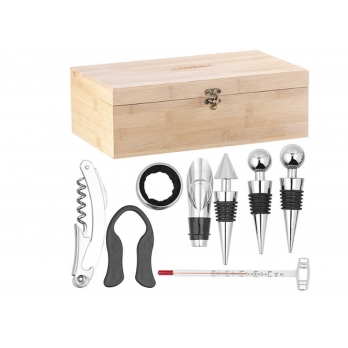 8-teiliges Sommelier-Set in Holz-Geschenkbox für 2 Flaschen